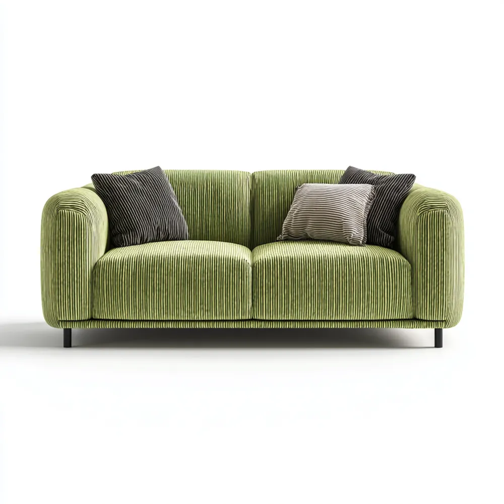 Canapé 2 places Velours côtelé 180x85x75 cm - Vert - Design Moderne