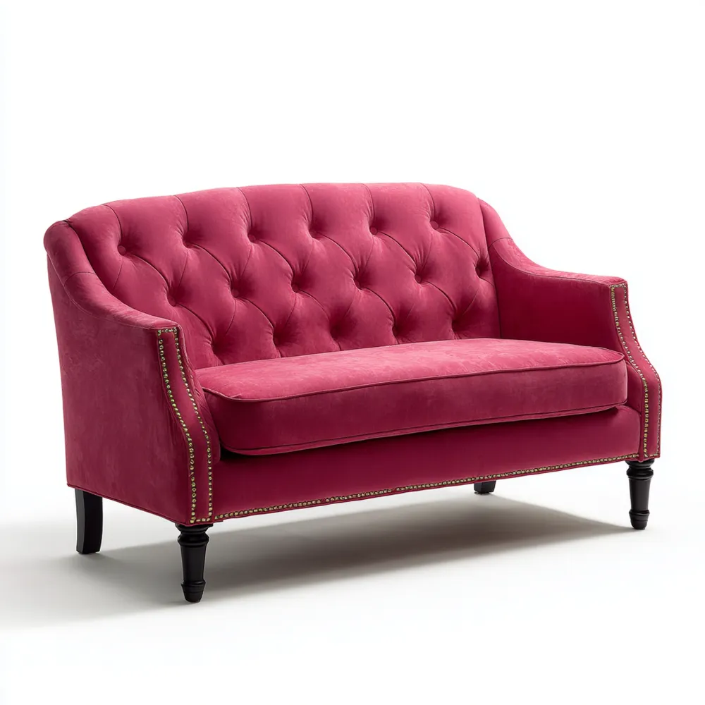 Canapé 2 places Velours 120x80x85 cm – Rose – Design Classique