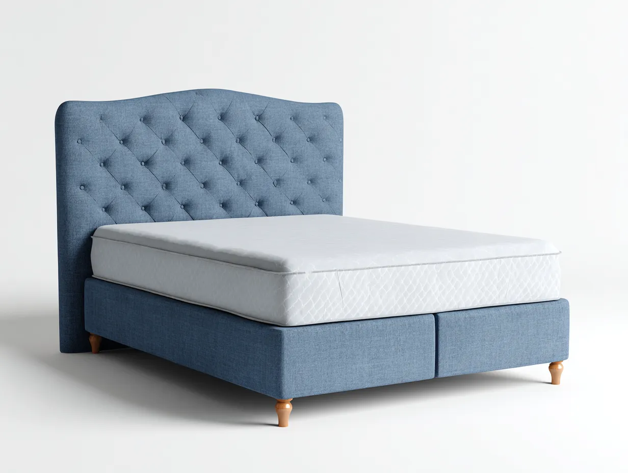 Lit double rembourré tissu 200x160x110 cm - Bleu - Tête de lit capitonnée design élégant-Oakmyly