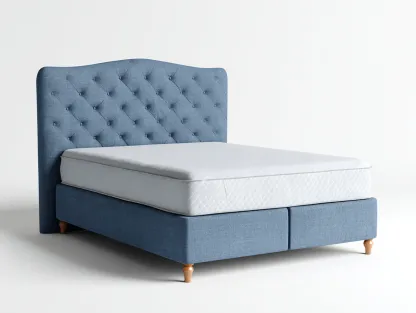 Lit double rembourré tissu 200x160x110 cm - Bleu - Tête de lit capitonnée design élégant-Oakmyly