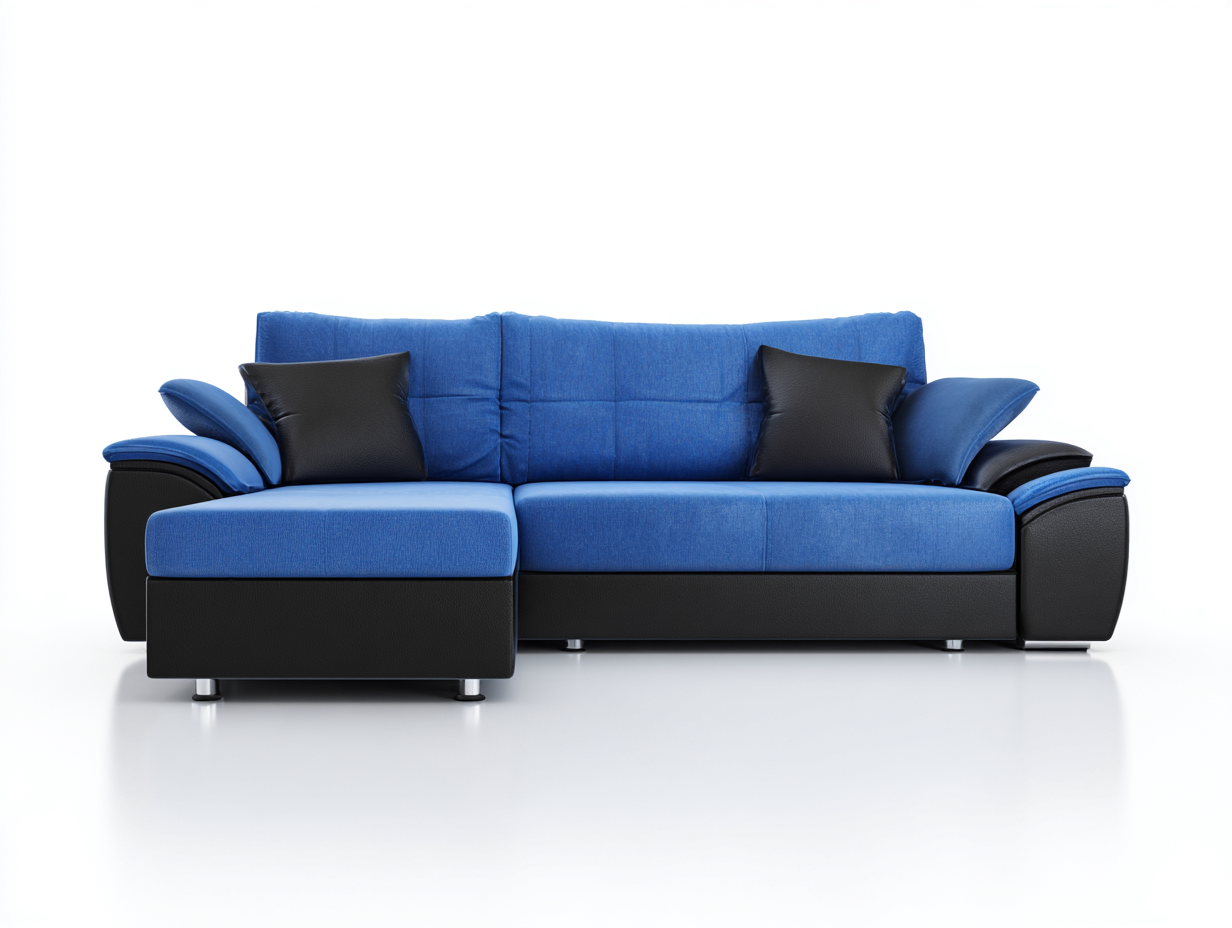 Canapé d'angle en tissu 245x155x88 cm - bleu et noir - style moderne pour salon-Oakmyly