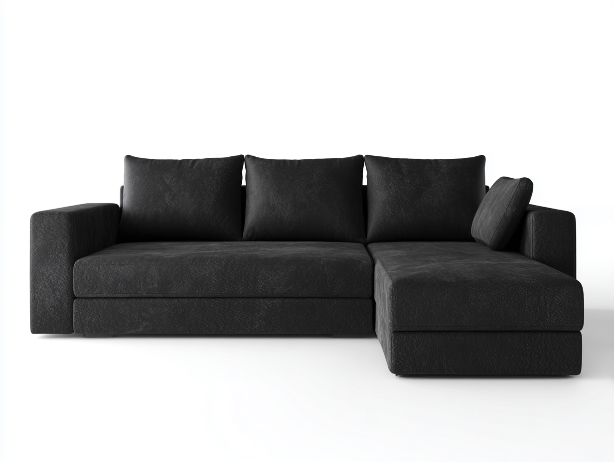 Canapé d'angle en tissu 260x160x85 cm - noir - design contemporain-Oakmyly