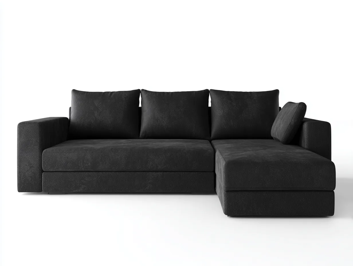 Canapé d'angle en tissu 260x160x85 cm - noir - design contemporain-Oakmyly