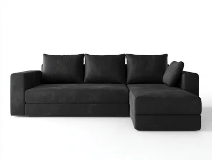 Canapé d'angle en tissu 260x160x85 cm - noir - design contemporain-Oakmyly