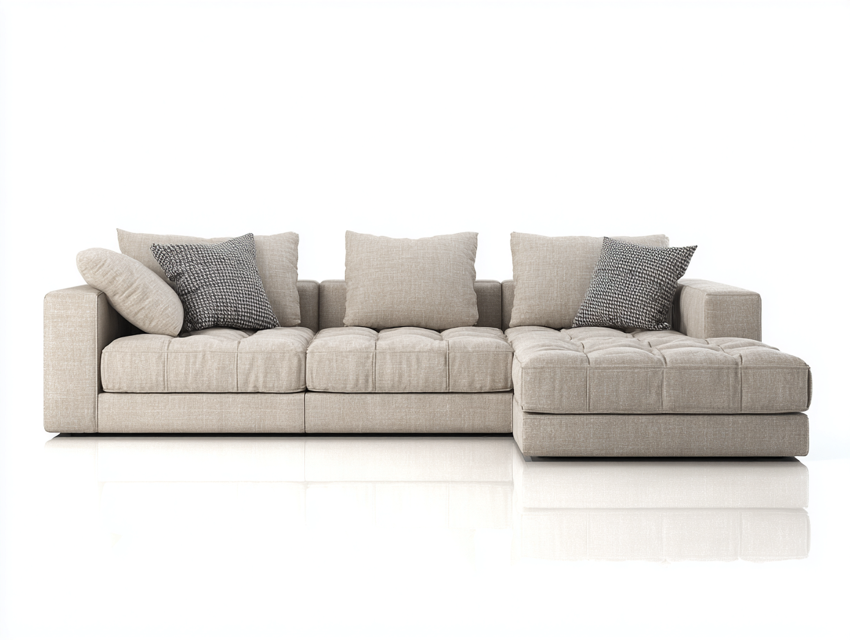 Canapé d'angle en tissu 270x180x88 cm - beige clair - pour salon - design contemporain-Oakmyly