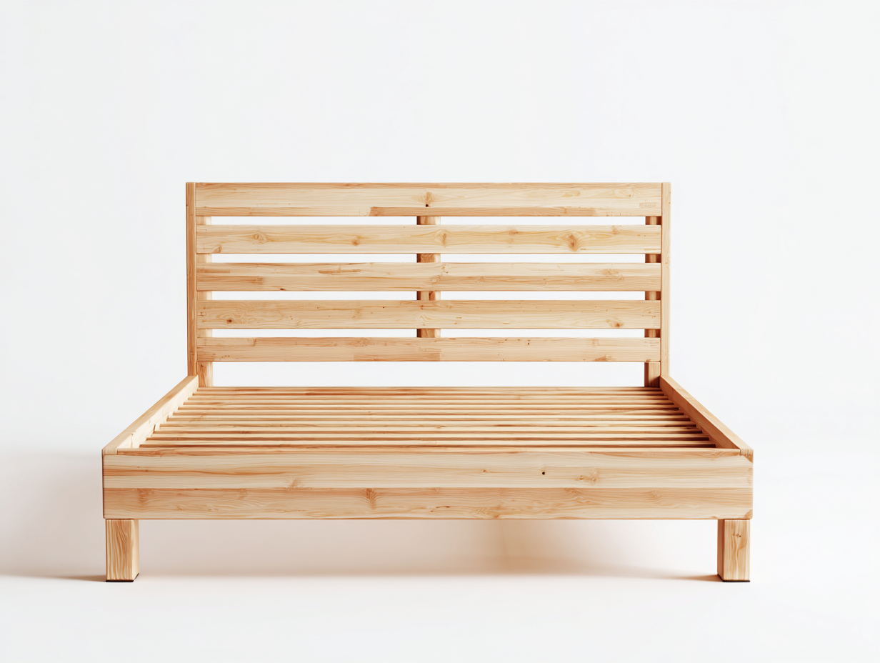 Lit double en bois massif 200x160x95 cm - naturel - style épuré pour chambre-Oakmyly