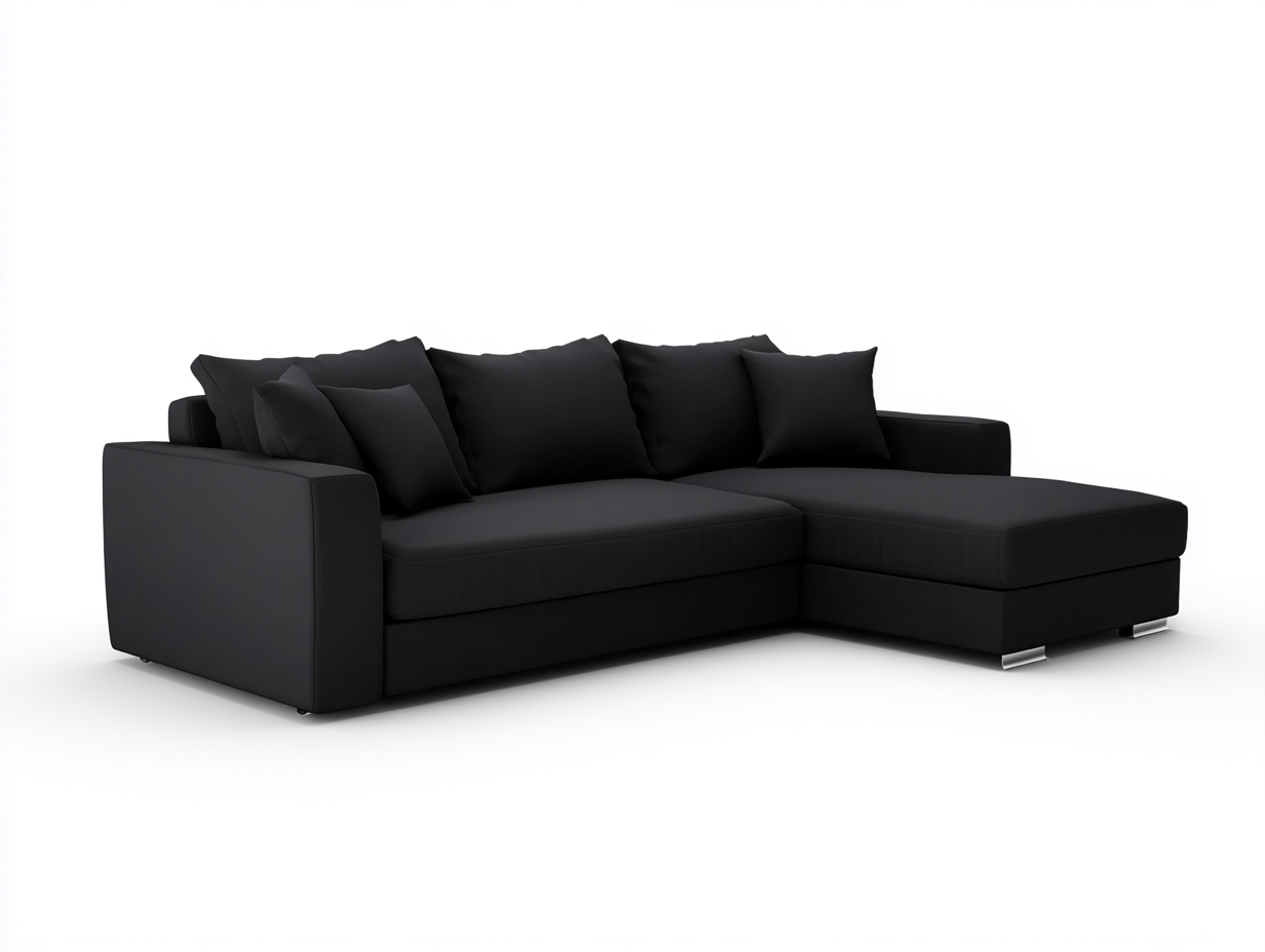 Canapé d'angle tissu 260x170x85 cm - noir - style contemporain pour salon-Oakmyly