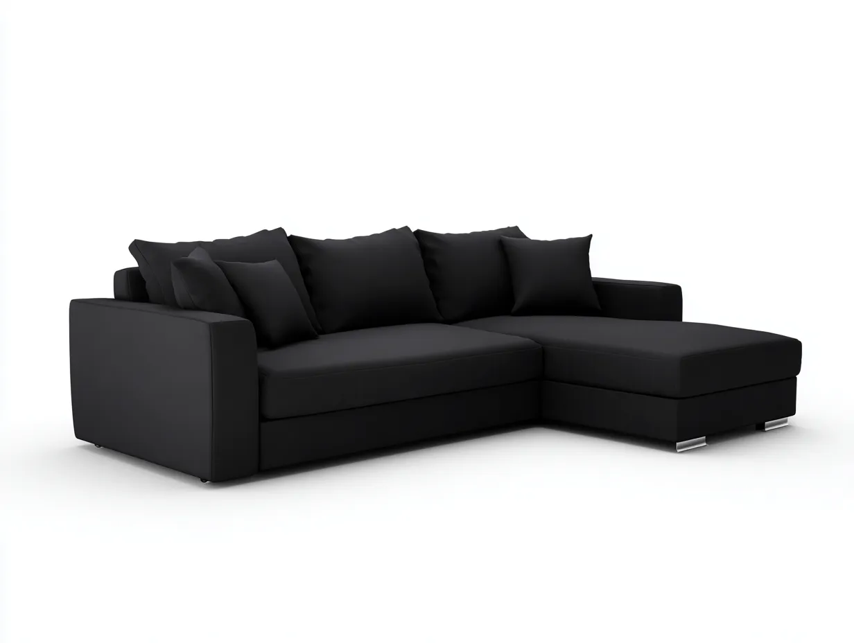 Canapé d'angle tissu 260x170x85 cm - noir - style contemporain pour salon-Oakmyly