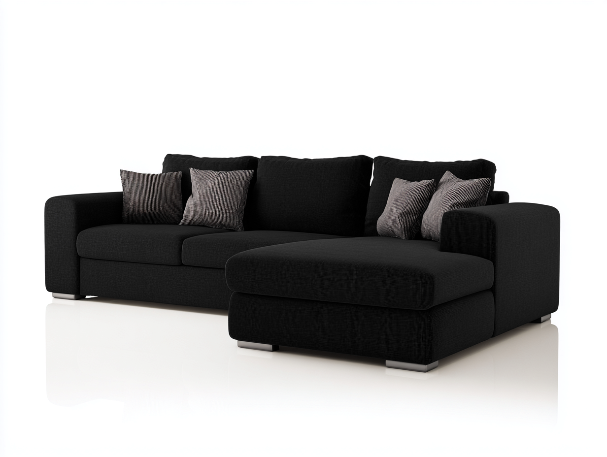 Canapé d'angle en tissu 260x170x85 cm - noir - pour salon - design moderne-Oakmyly