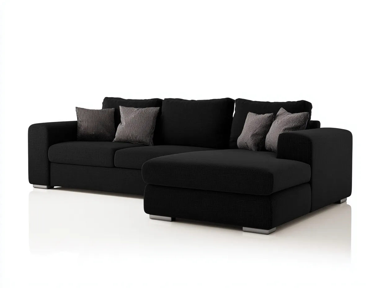 Canapé d'angle en tissu 260x170x85 cm - noir - pour salon - design moderne-Oakmyly