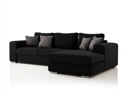 Canapé d'angle en tissu 260x170x85 cm - noir - pour salon - design moderne-Oakmyly