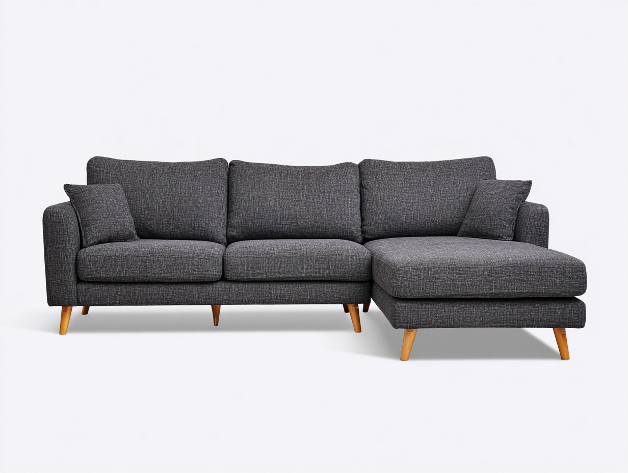 Canapé d'angle en tissu 258x168x86 cm - gris foncé - pour salon - design contemporain-Oakmyly