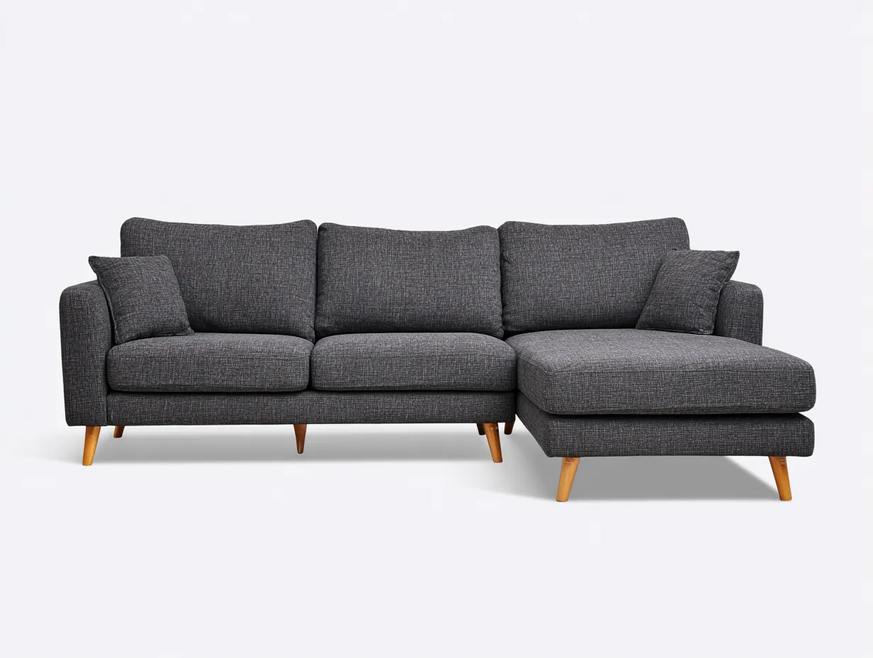 Canapé d'angle en tissu 258x168x86 cm - gris foncé - pour salon - design contemporain-Oakmyly