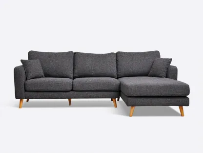 Canapé d'angle en tissu 258x168x86 cm - gris foncé - pour salon - design contemporain-Oakmyly