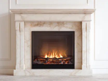 Cheminée électrique encastrable effet marbre 120x40x110 cm - blanc crème - style classique pour salon-Oakmyly