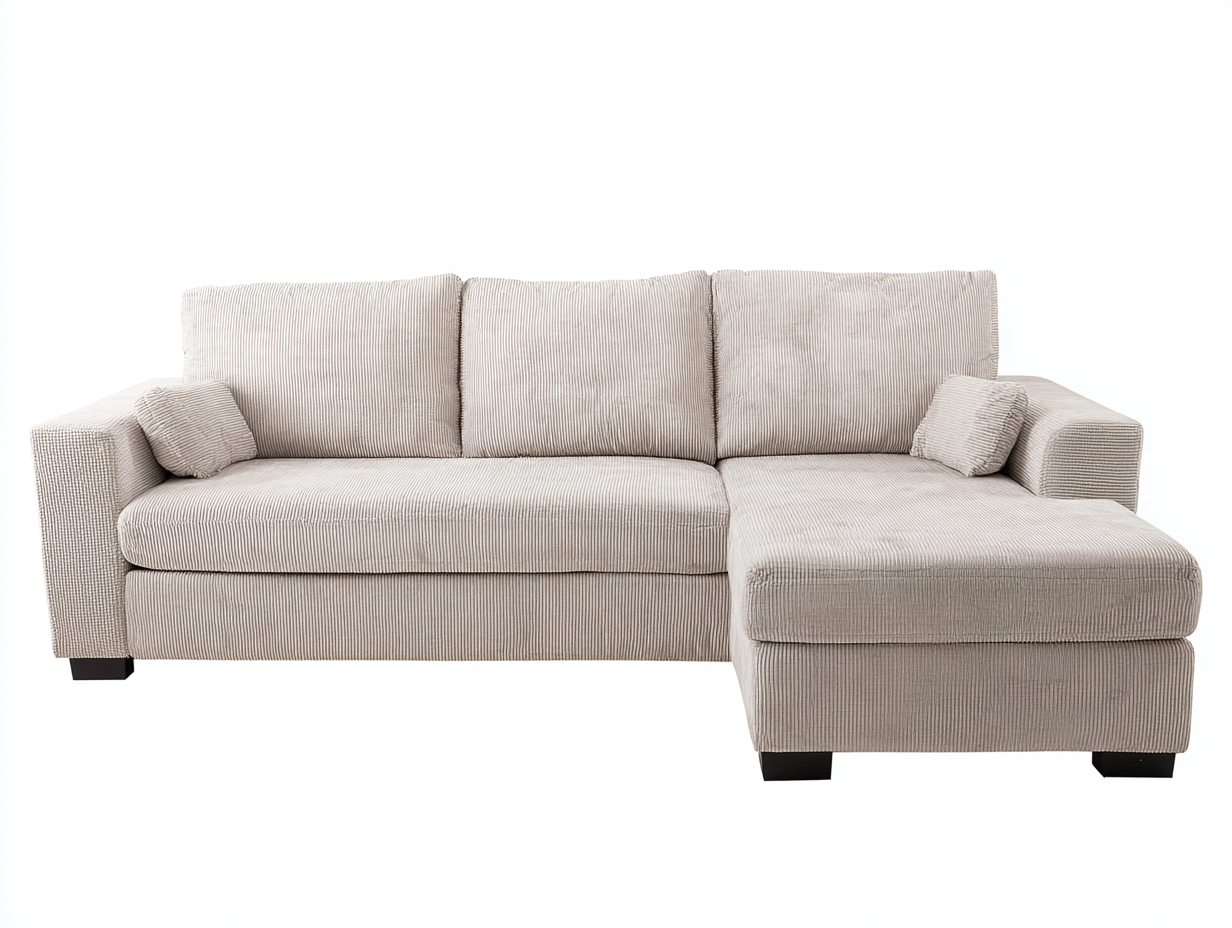 Canapé d'angle en tissu 255x170x86 cm - beige - pour salon - design contemporain-Oakmyly