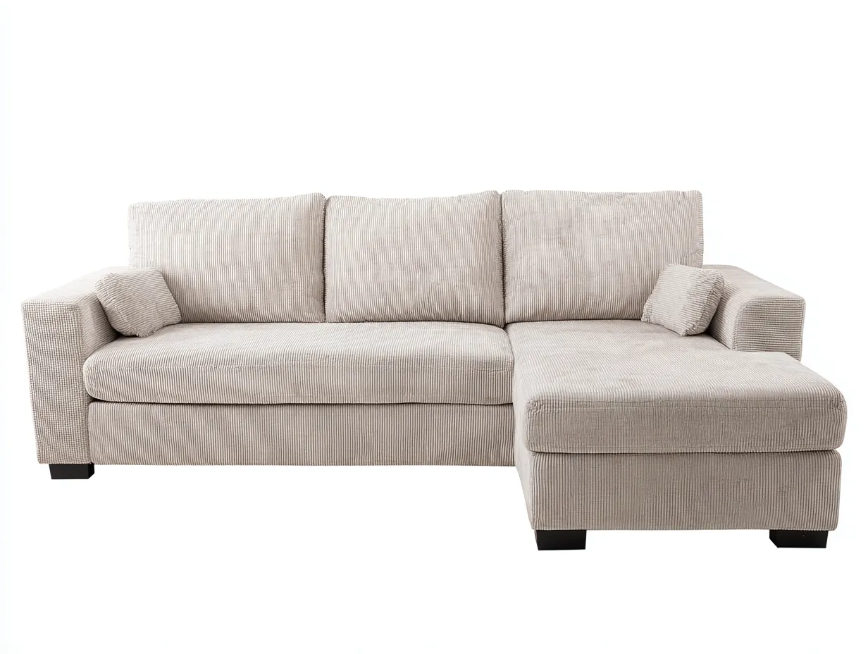 Canapé d'angle en tissu 255x170x86 cm - beige - pour salon - design contemporain-Oakmyly