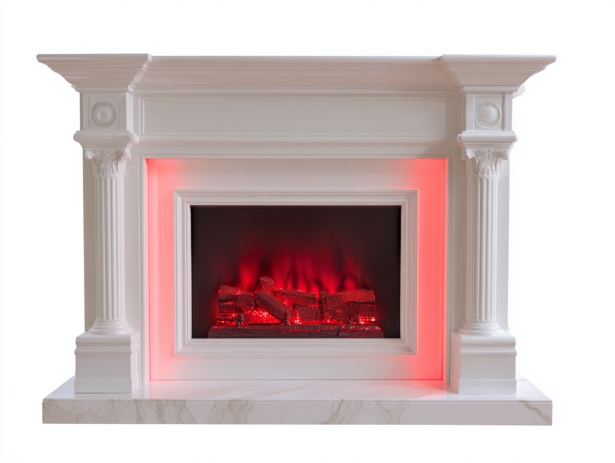 Cheminée électrique décorative 110x30x100 cm - blanc - style classique-Oakmyly