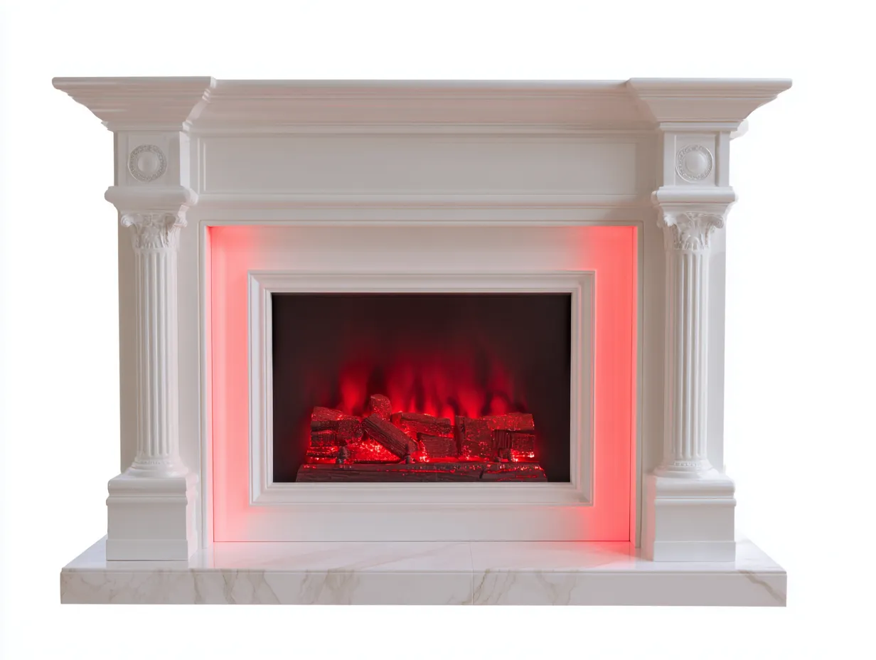 Cheminée électrique décorative 110x30x100 cm - blanc - style classique-Oakmyly