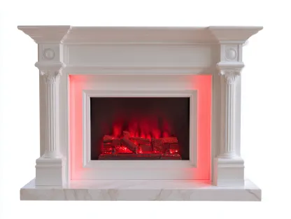 Cheminée électrique décorative 110x30x100 cm - blanc - style classique-Oakmyly