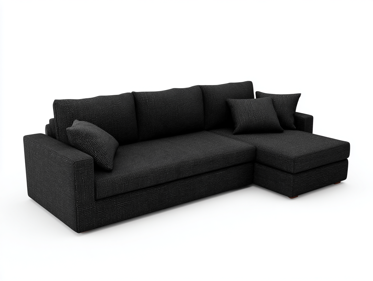 Canapé d'angle en tissu 260x160x85 cm - noir - design contemporain pour salon-Oakmyly