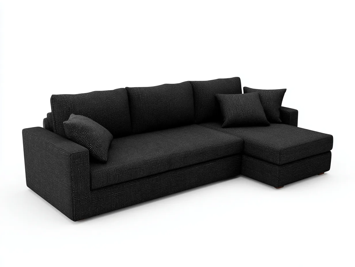 Canapé d'angle en tissu 260x160x85 cm - noir - design contemporain pour salon-Oakmyly