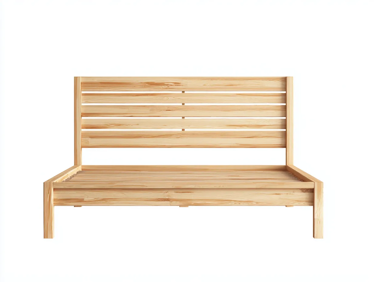 Lit double en bois massif 200x160x90 cm - bois naturel - design minimaliste-Oakmyly