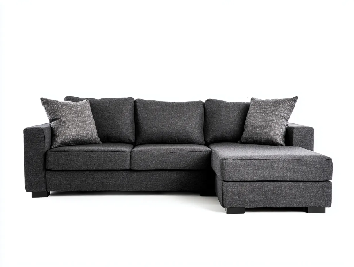 Canapé d'angle en tissu 250x155x84 cm - gris foncé - style contemporain pour salon-Oakmyly