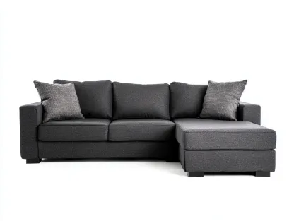 Canapé d'angle en tissu 250x155x84 cm - gris foncé - style contemporain pour salon-Oakmyly