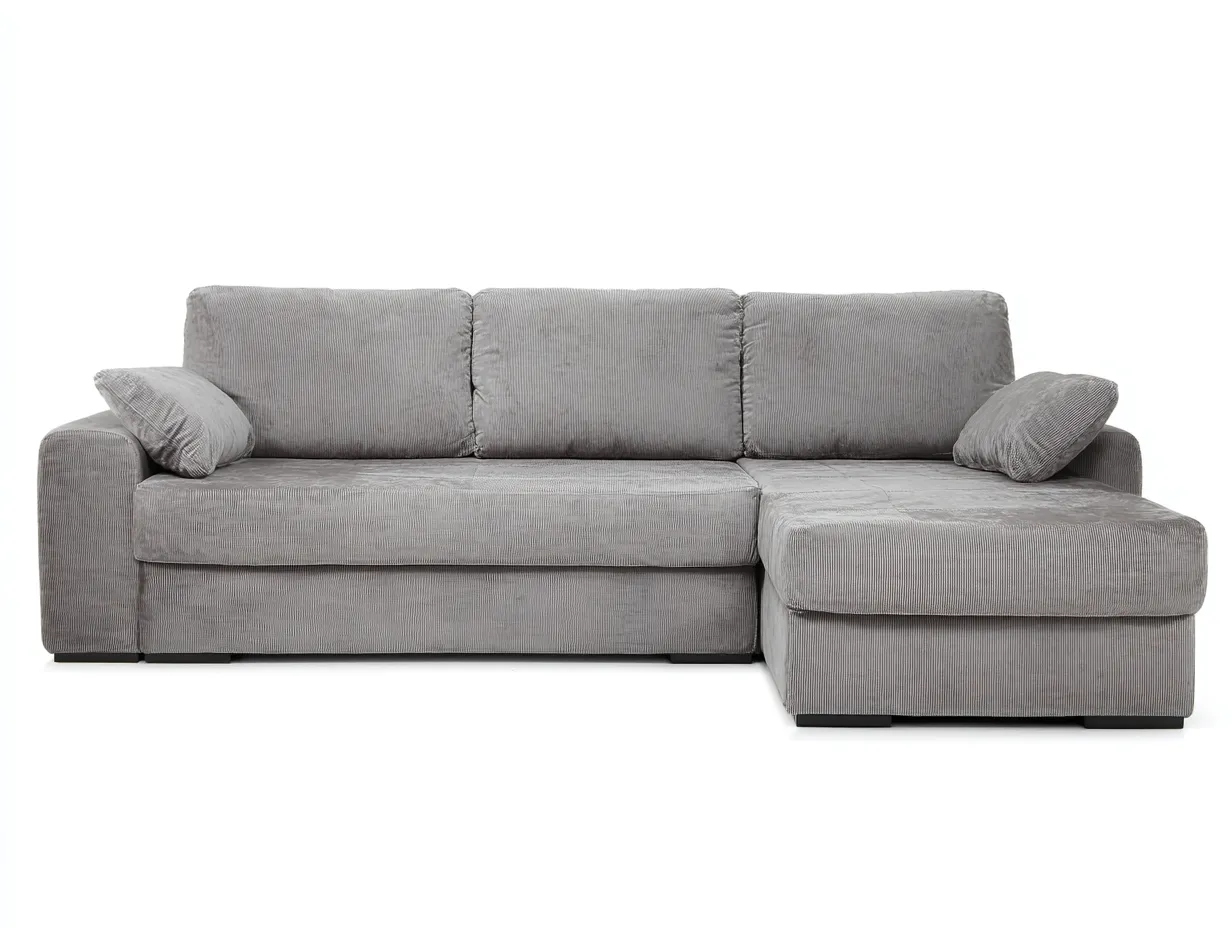 Canapé d'angle en tissu 265x160x85 cm - gris - design contemporain-Oakmyly