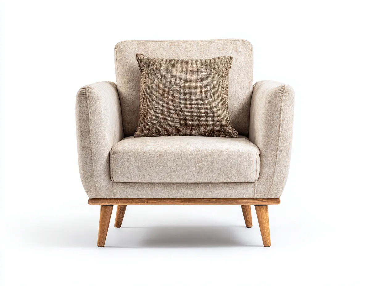 Poltrona lounge - tessuto - 84x90x93 cm - beige - design moderno-Bamboomyloft