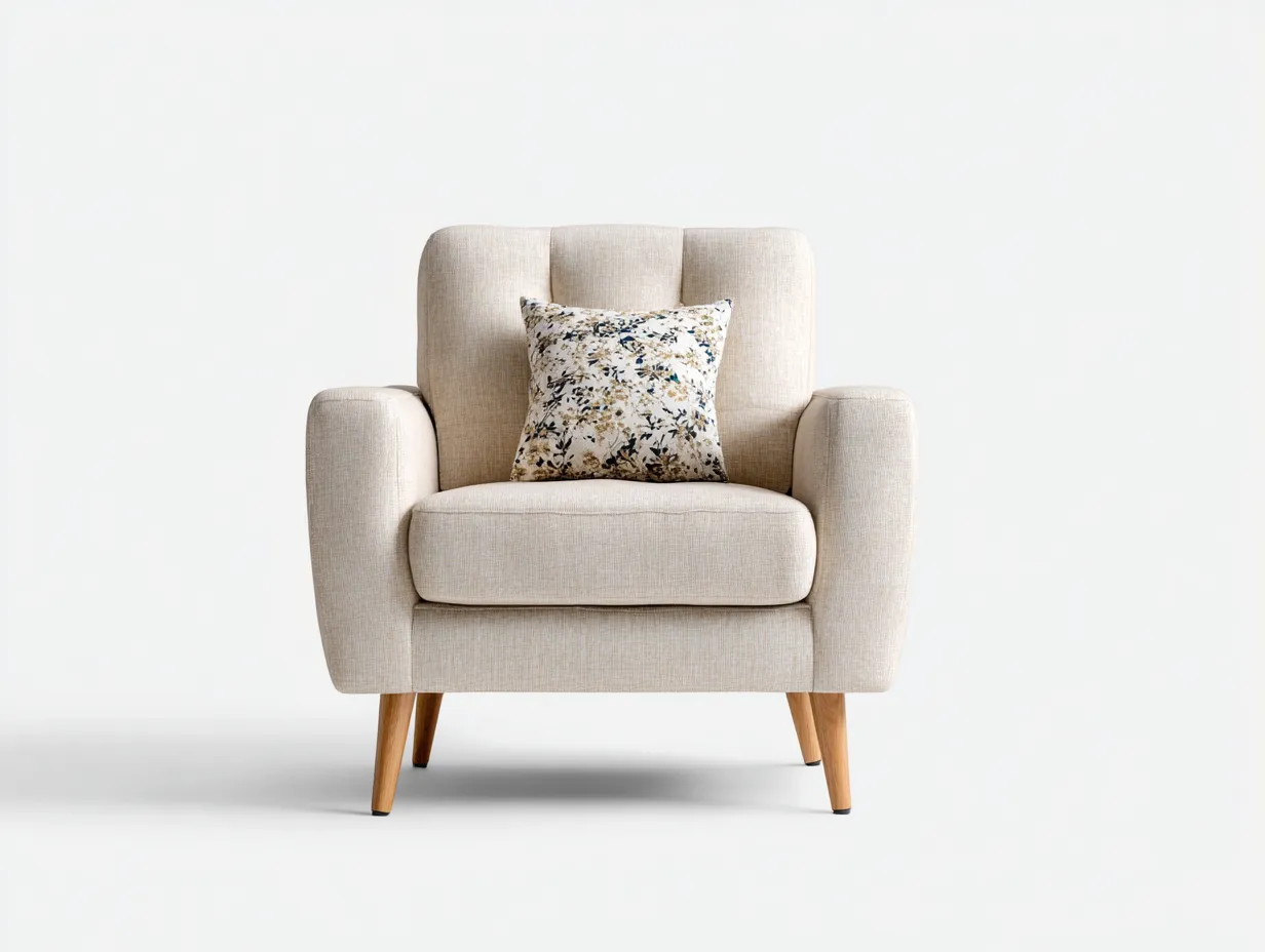 Poltrona lounge - tessuto - 80x86x94 cm - beige - design moderno-Bamboomyloft