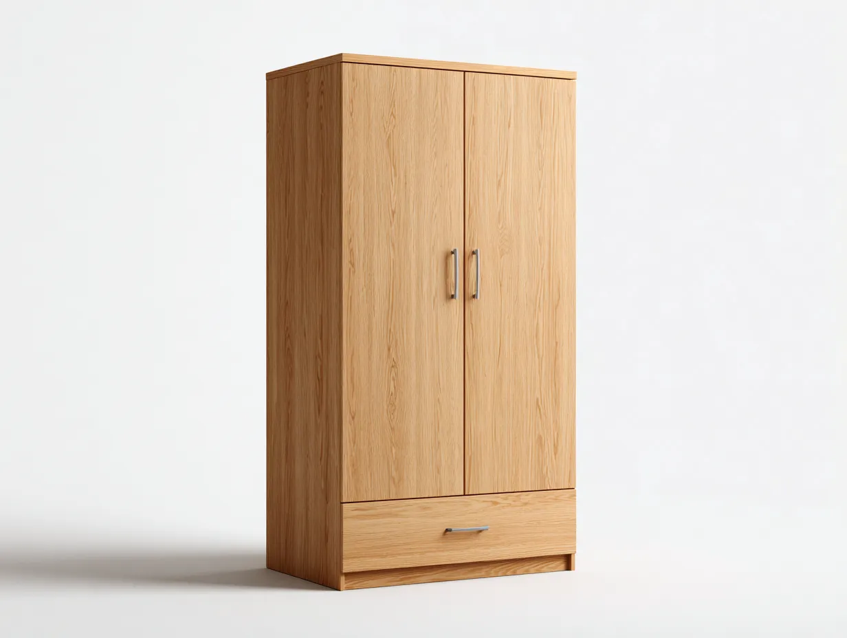 Armadio a 2 ante-legno-92x56x195 cm-marrone-design moderno-Bamboomyloft