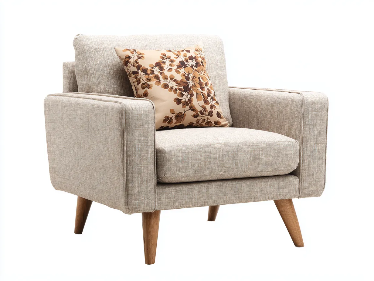 Poltrona lounge - tessuto - 86x92x95 cm - beige - design moderno-Bamboomyloft