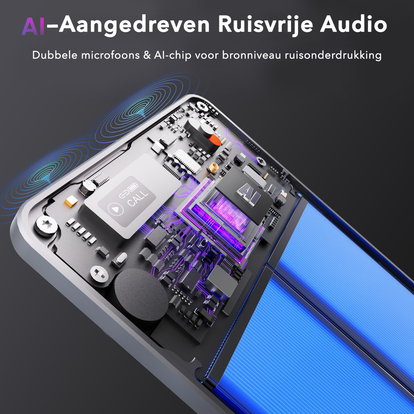 Recora KP70 AI-spraakrecorder - 118 Talen & AI-samenvatting, Ultradun draagbaar ontwerp