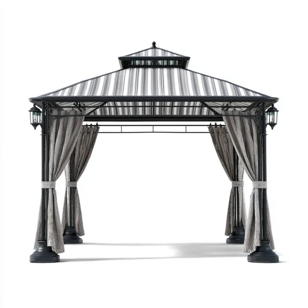 Pergola en métal 4 x 3 x 2,7 m – Gris – Design classique