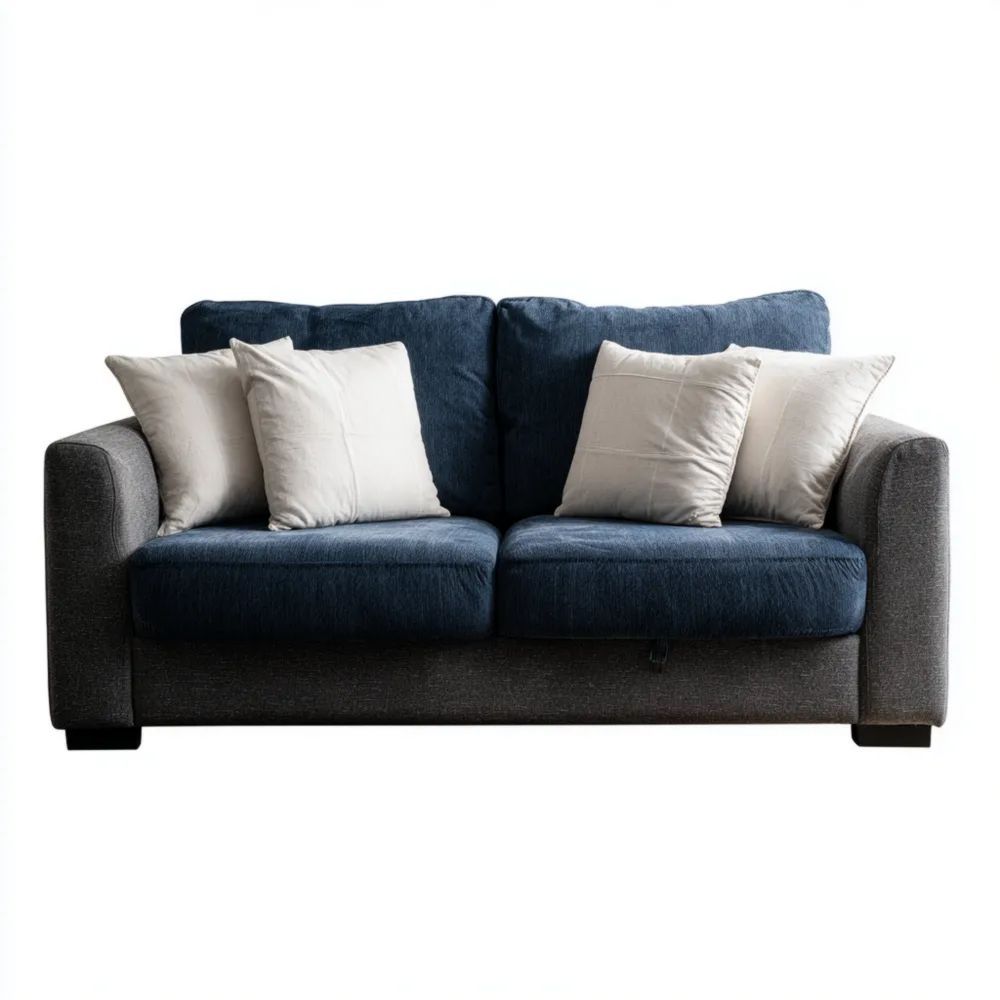 Canapé deux places Tissu 150x85x90 cm – Bleu/Gris – Design Contemporain