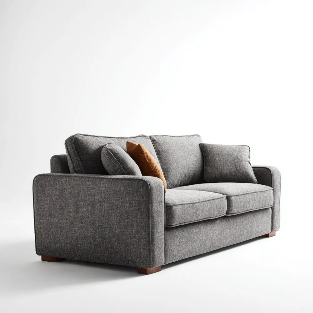 Canapé deux places Tissu 140x85x90 cm - Gris - Design contemporain