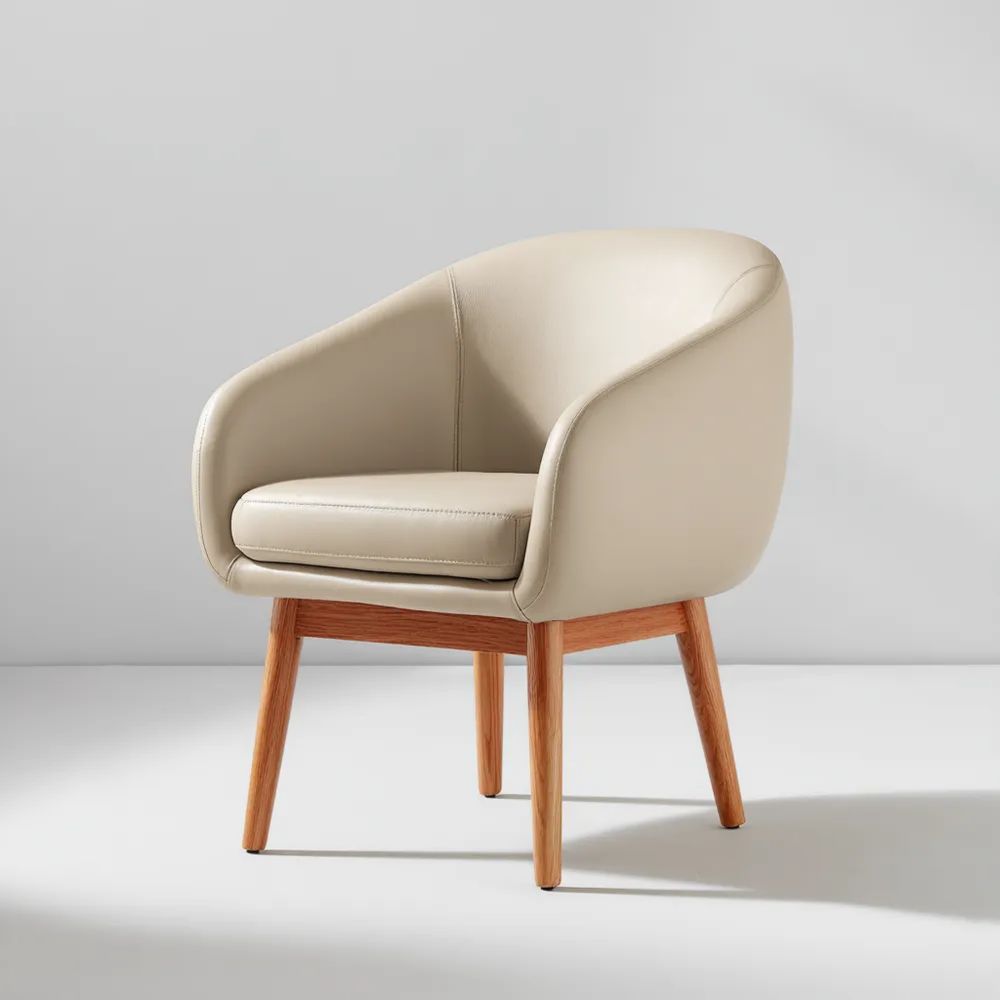 Fauteuil rembourré en cuir synthétique 60x60x80 cm - Beige - Design moderne