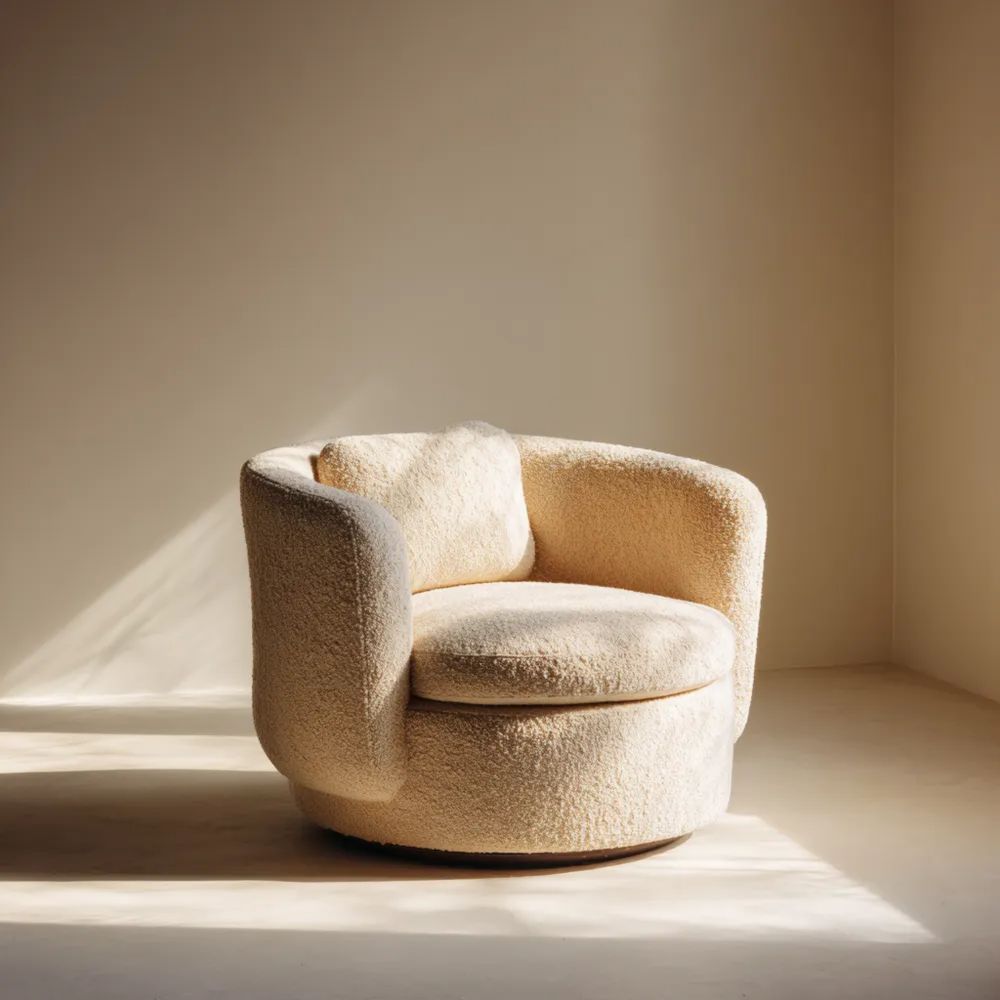 Fauteuil d'accent en laine bouclée 90x90x75 cm - Beige - Design moderne