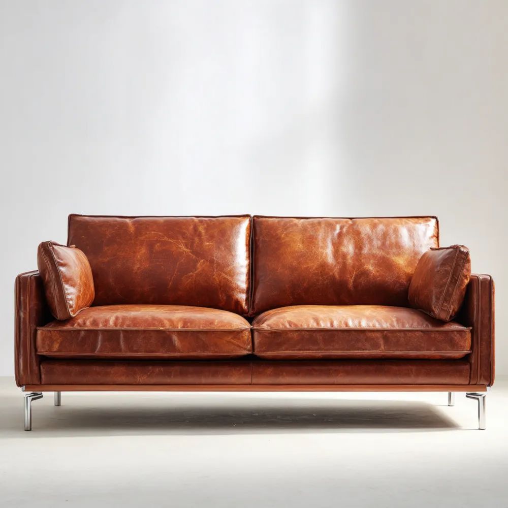 Canapé deux places en Cuir 150x85x75 cm – Marron