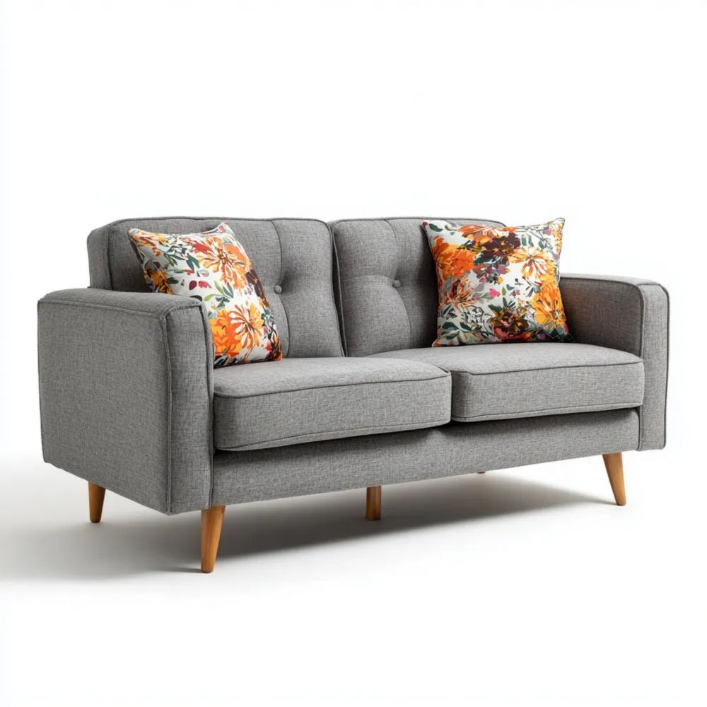 Canapé deux places Tissu 150x85x80 cm – Gris clair – Design contemporain