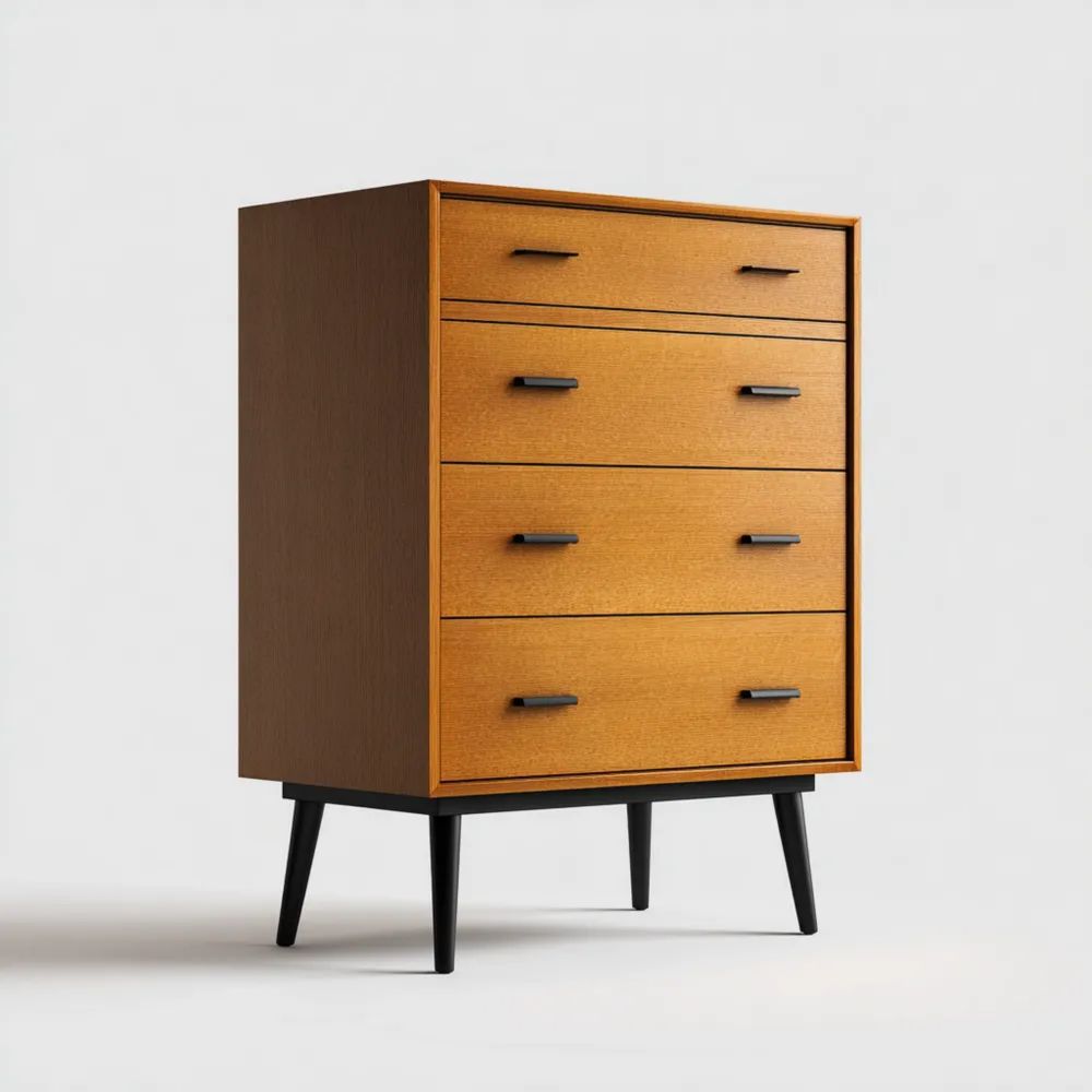 Commode en bois 4 tiroirs – 90x45x120 cm – Marron – Design moderne