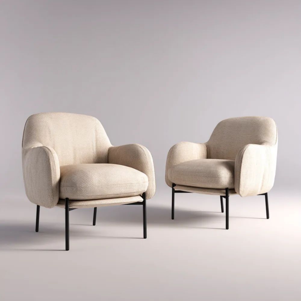 Fauteuils Lot de 2 Tissu 75x75x80 cm - Beige – Design Contemporain