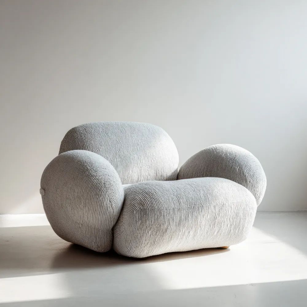 Fauteuil rembourré doux et confortable 95x85x75 cm - Gris Clair - Design moderne