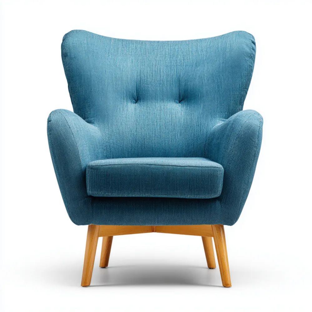 Fauteuil en Tissu 75x82x90 cm – Bleu – Design Contemporain