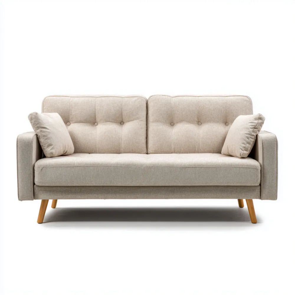 Canapé deux places 180x90x85 cm - Tissu Rembourré - Beige - Design Moderne