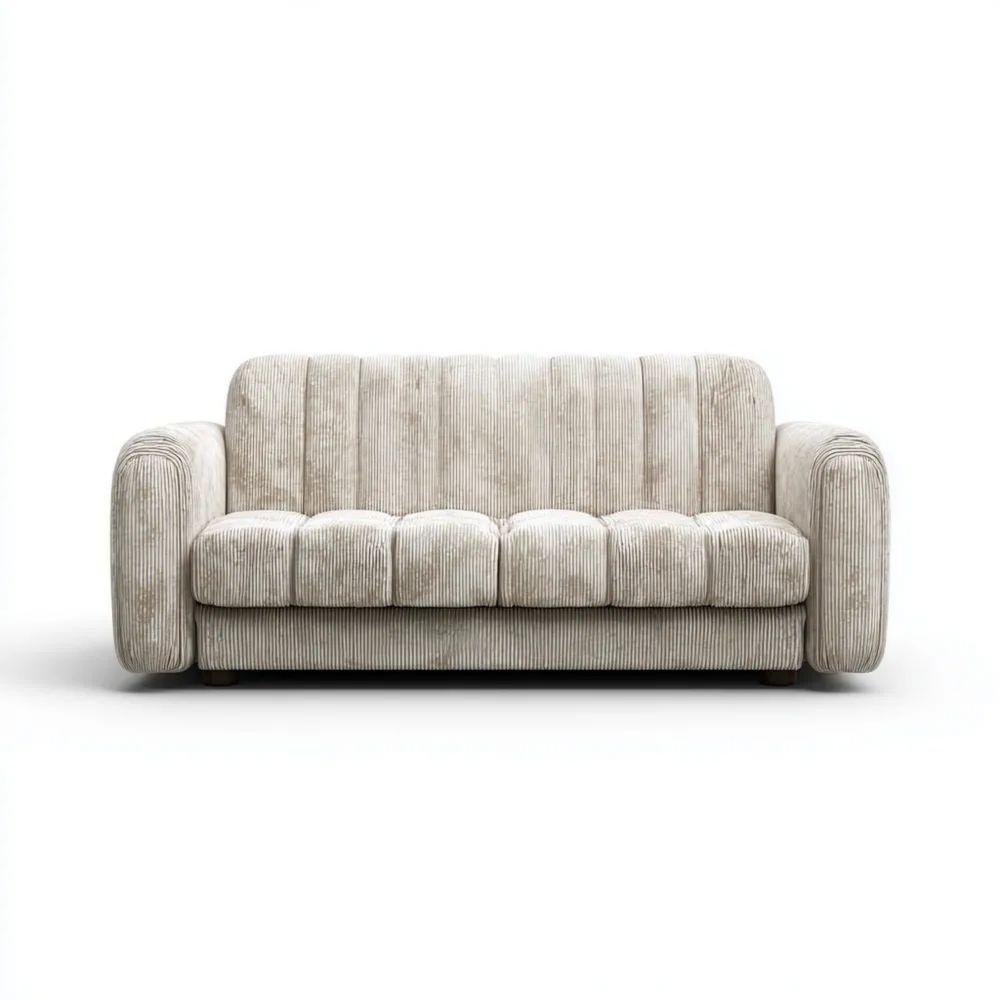 Canapé deux places Velours Côtelé 180x85x75 cm - Beige - Design Contemporain