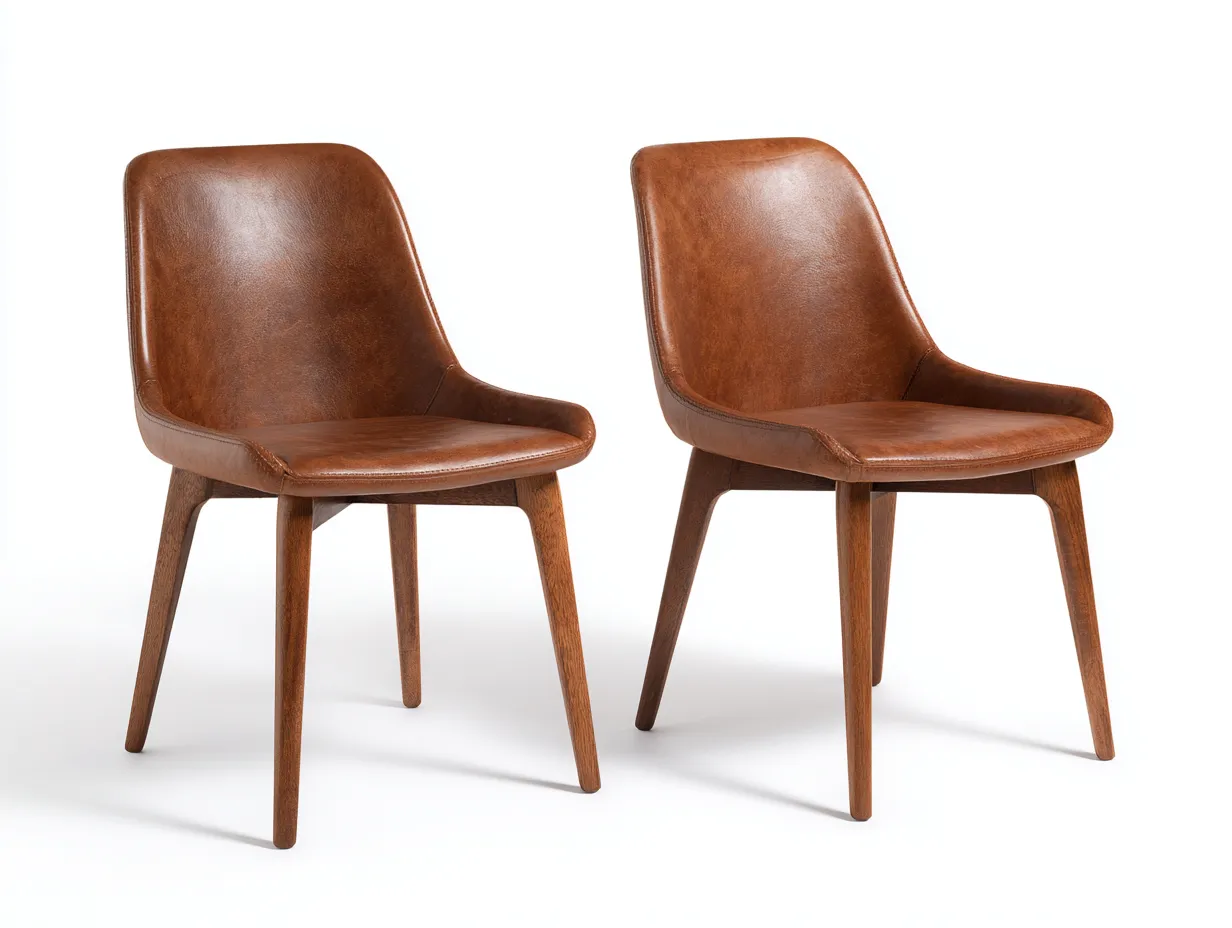 Chaise de salle à manger en cuir synthétique 47x55x86 cm - marron - style contemporain-Dengetbase