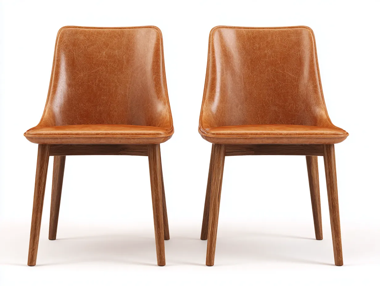 Chaise de salle à manger en revêtement effet cuir 52x50x84 cm - marron - style contemporain-Dengetbase